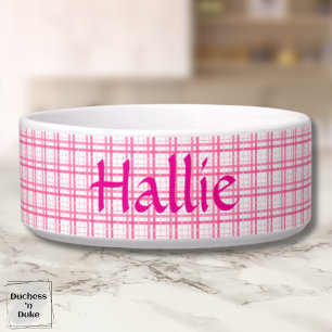 Écuelle Motif carreaux rose blanc pour animaux de compagni