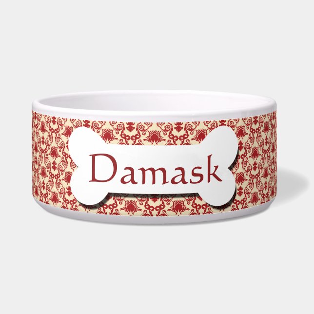 Écuelle Motif Damas rouge et crème (Devant)