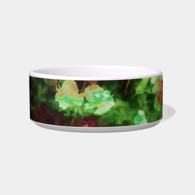 Écuelle motif d'art cool de fleurs vert rouge. Nature (Devant)