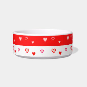 Écuelle Motif de coeur mignon sur fond rouge et blanc