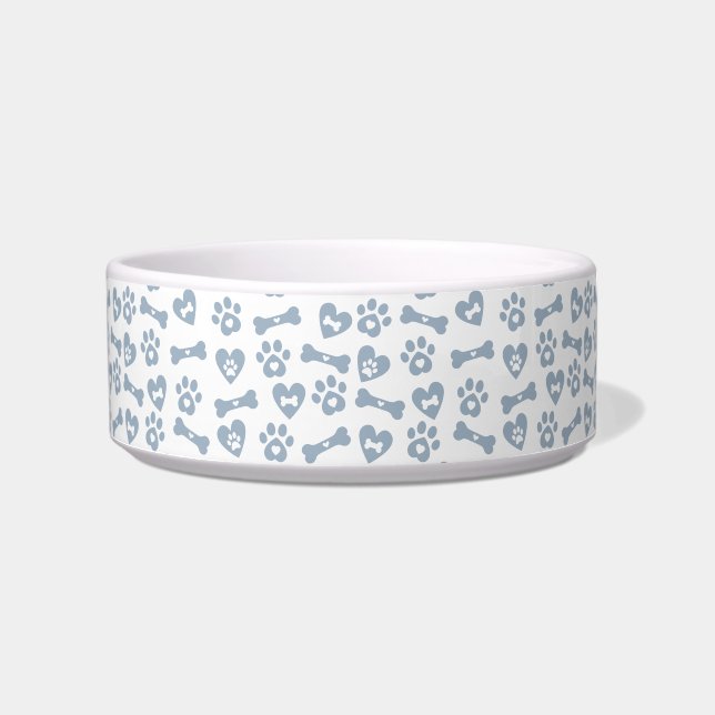 Écuelle Motif de coeurs et de pattes avec des os de chien  (Devant)