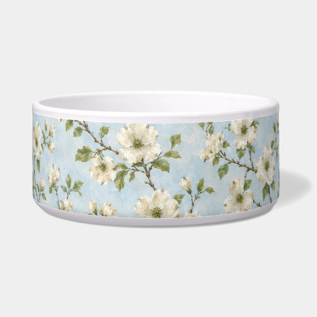 Écuelle Motif de fleur de cornouiller du Sud sur fond bleu (Devant)