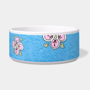 Écuelle Motif de fleur rose sur le bleu