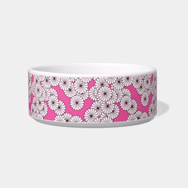 Écuelle Motif de fleurs Art déco - blanc sur rose (Gauche)