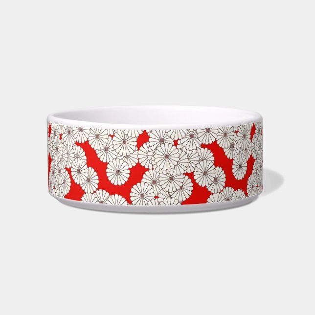 Écuelle Motif de fleurs Art déco - crème sur rouge (Gauche)