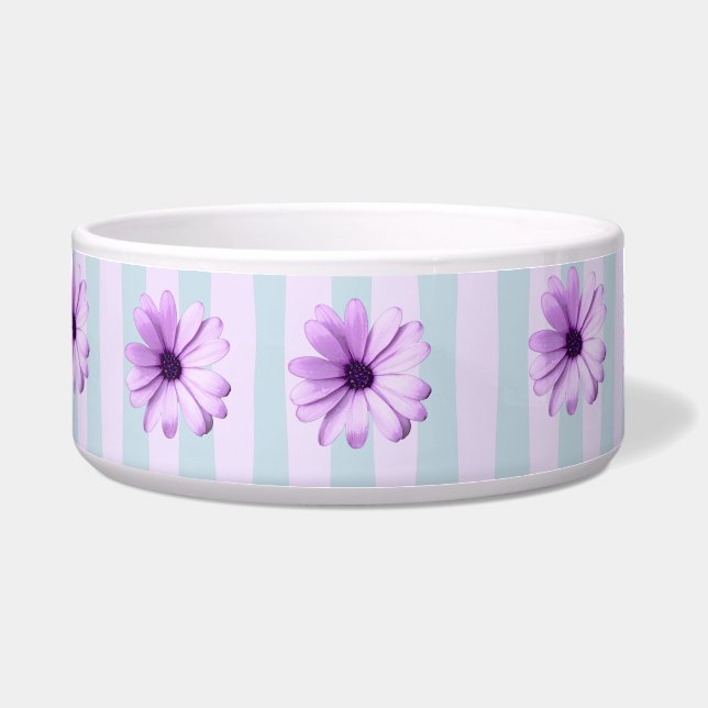 Écuelle motif de marguerite rayée de bleu et de violet (Devant)