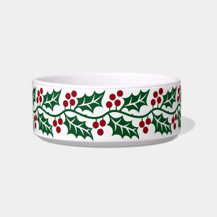 Écuelle Motif de Noël avec Houx Vert et Baies Rouges