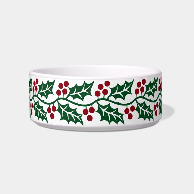 Écuelle Motif de Noël avec Houx Vert et Baies Rouges (Devant)