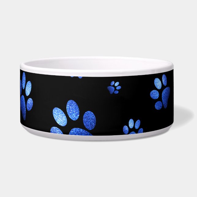 Écuelle Motif de patte de chien de parties scintillant ble (Devant)