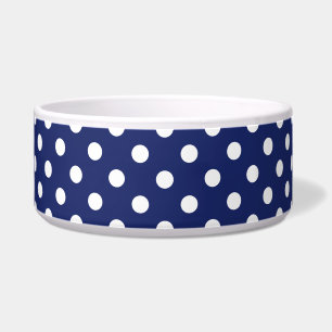 Écuelle Motif de point de polka de bleu marine et de blanc