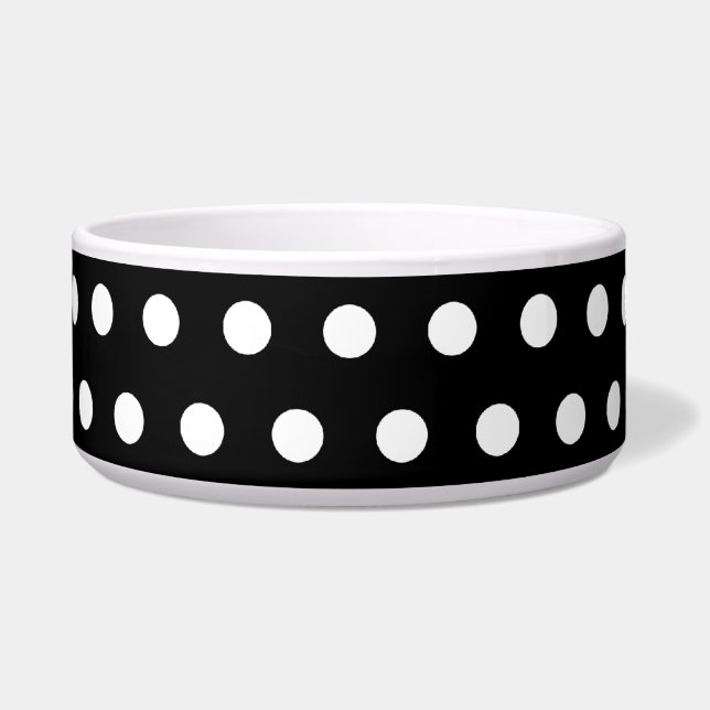 Écuelle Motif de point noir et blanc de polka. Tacheté (Devant)
