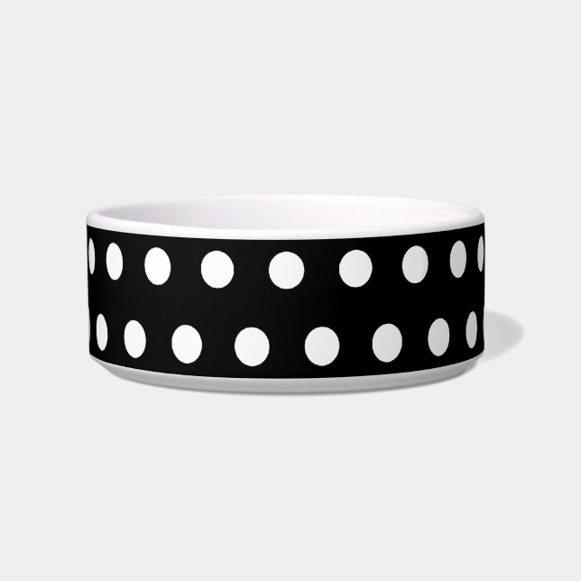 Écuelle Motif de point noir et blanc de polka. Tacheté (Devant)