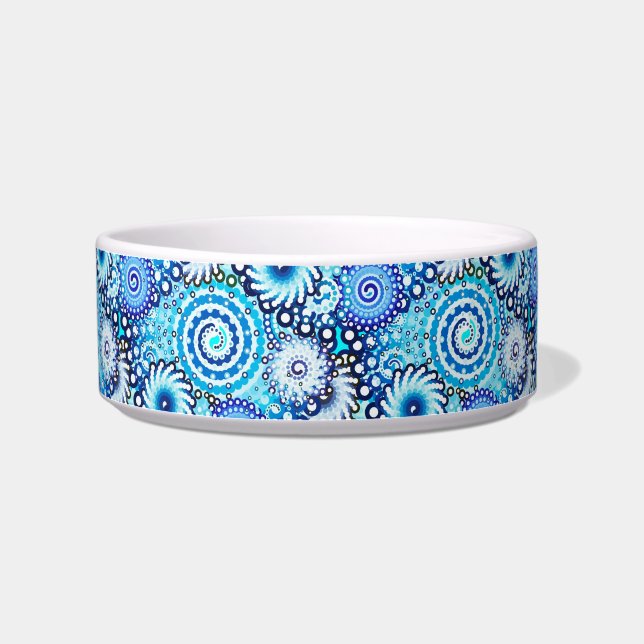 Écuelle Motif de tourbillon fractal, nuances de bleu (Gauche)