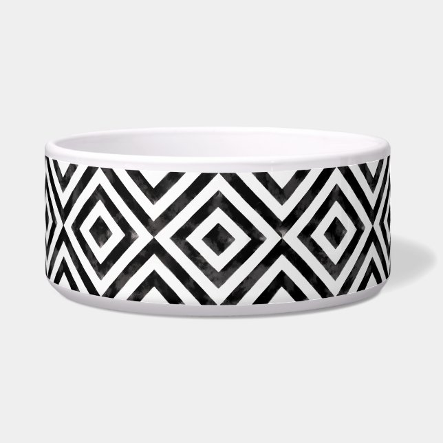 Écuelle Motif Diamants d'aquarelle noir et blanc (Devant)