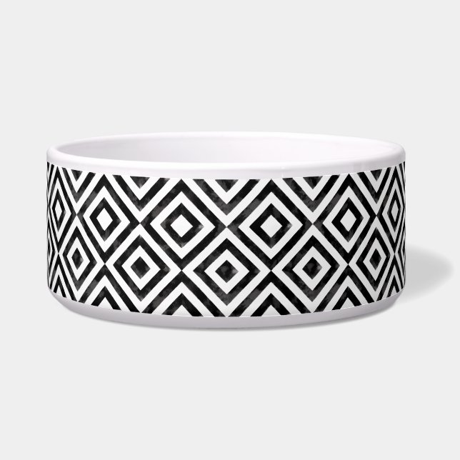 Écuelle Motif Diamants d'aquarelle noir et blanc (Devant)
