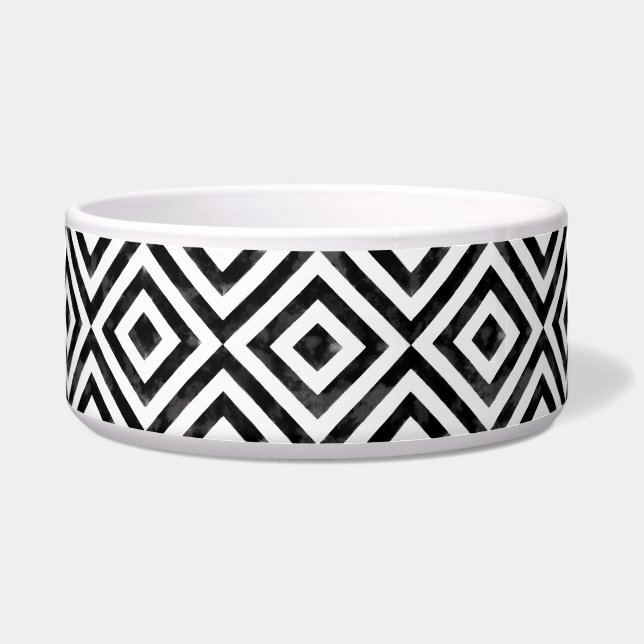 Écuelle Motif Diamants d'aquarelle noir et blanc (Devant)