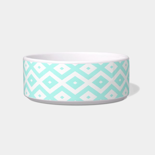 Écuelle Motif en diamant Turquoise et blanc (Devant)