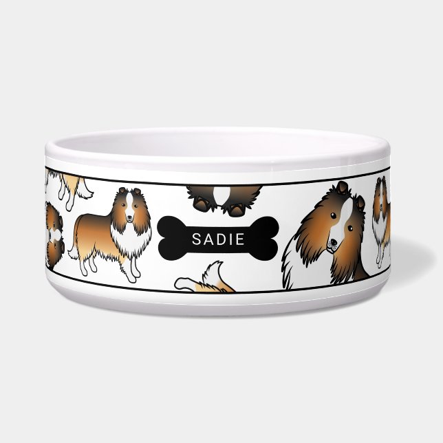 Écuelle Motif et nom de chiens Sheltie de dessin animé Sab (Devant)