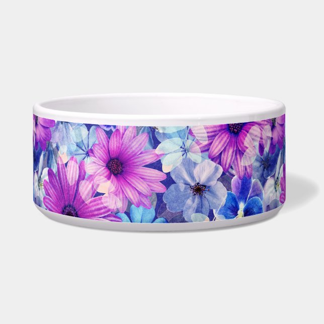 Écuelle Motif Floral bleu magenta rose (Devant)