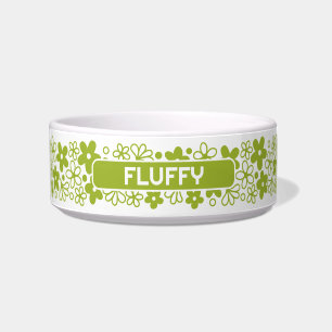 Écuelle Motif fou de marguerite en vert printemps avec nom