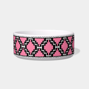 Écuelle Motif Ikat Aztec - Fuchsia rose, noir et blanc