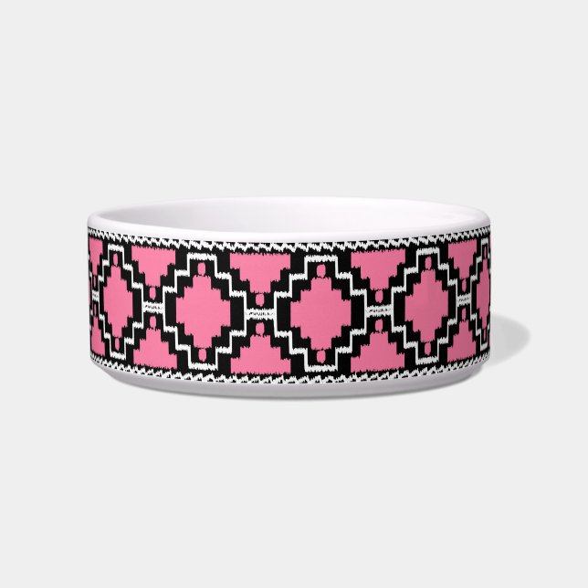 Écuelle Motif Ikat Aztec - Fuchsia rose, noir et blanc (Gauche)