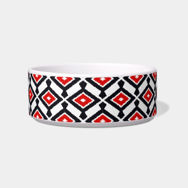Écuelle Motif Ikat - Rouge foncé, noir et blanc (Gauche)