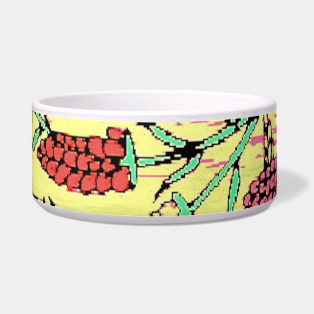 Écuelle motif jaune, rose et rouge (Devant)