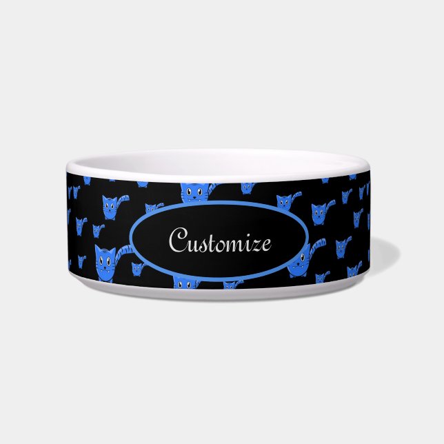 Écuelle Motif noir et bleu Kitty (Devant)