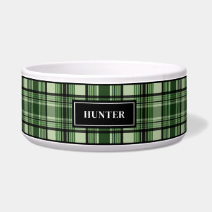 Écuelle Motif Plaid Vert Et Noir Avec Nom Personnalisé