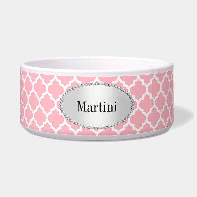 Écuelle Motif Quatrefeuilles Marocain Rose Blanc #5 (Devant)