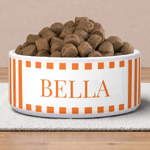 Écuelle Motif rayures orange moderne minimal nom de chien