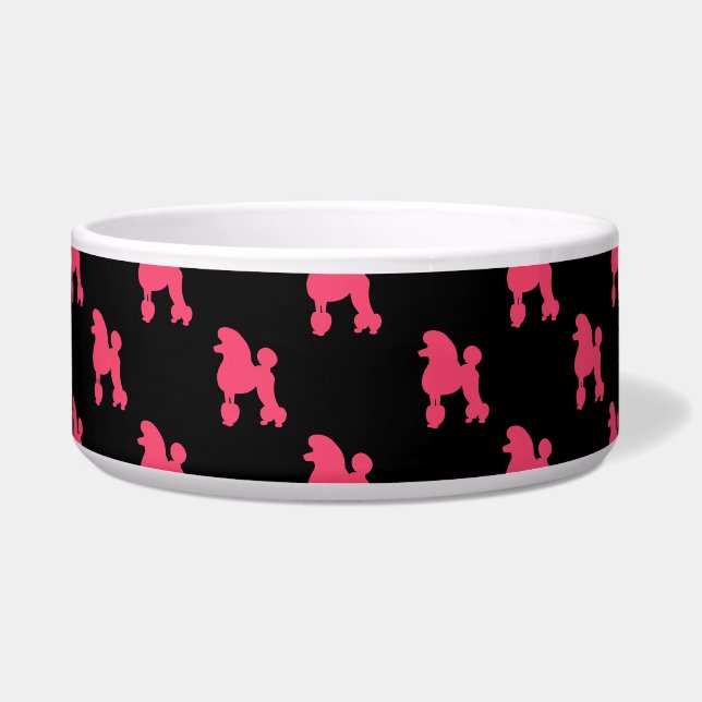 Écuelle Motif Retro Poodle - rose et noir (Devant)