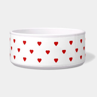 Écuelle Motif rouge de coeurs sur un fond blanc