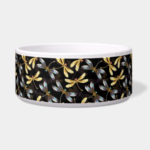 Écuelle Motif sans couture avec libellules d'or