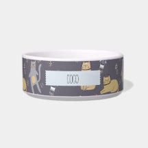 Motif sans couture Chats dans l'espace avec nom pe