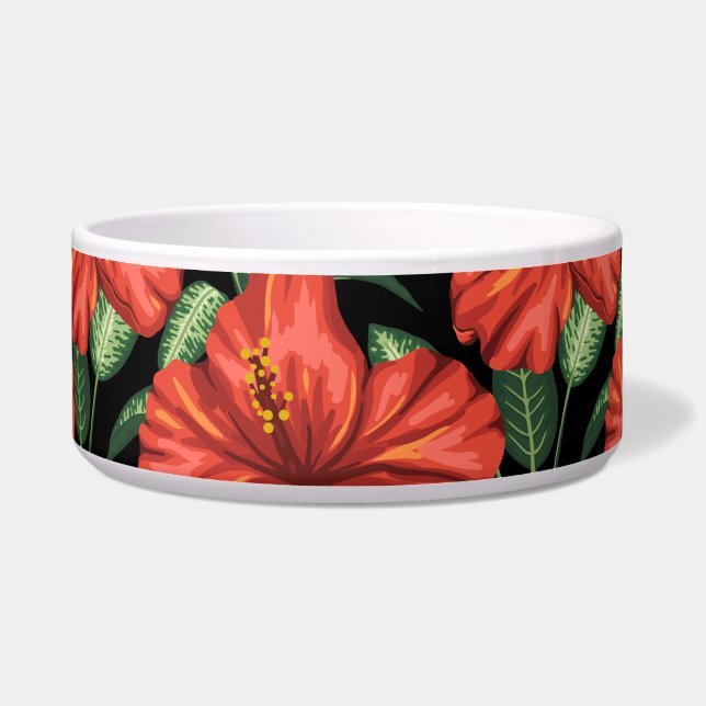 Écuelle Motif sans couture Fleurs rouges tropicales feuill (Devant)