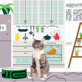 Écuelle Motif Silhouette Vert Chat Noir Avec Nom De Chat