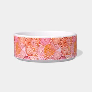Écuelle Motif tourbillon fractal, corail et rose