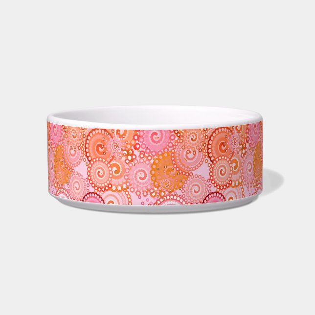 Écuelle Motif tourbillon fractal, corail et rose (Gauche)