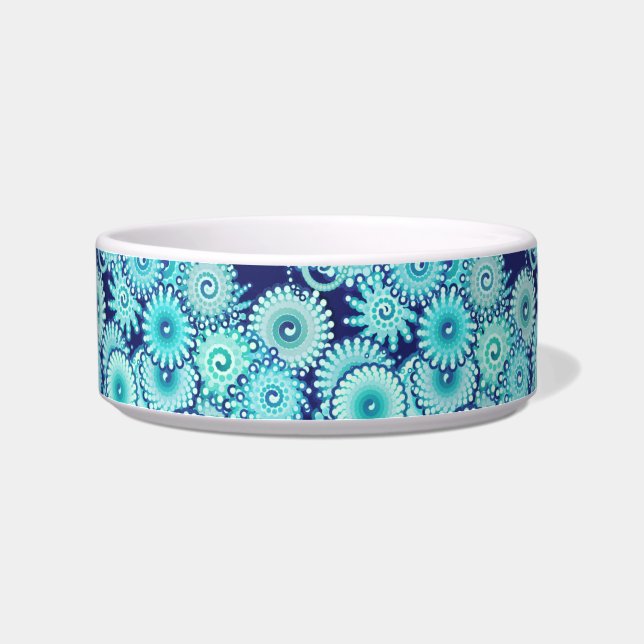 Écuelle Motif tourbillon fractal, nuances bleu denim (Gauche)