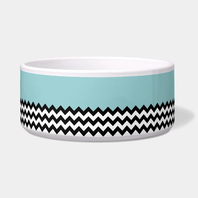 Écuelle Motif Zigzag noir et blanc, Chevron, Bleu (Devant)