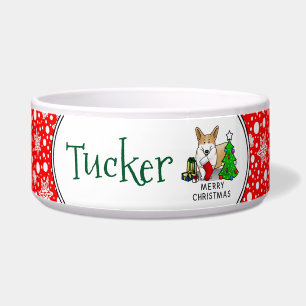 Écuelle Noël 2 Pembroke Welsh Corgi (rouge 1) Tree Cute