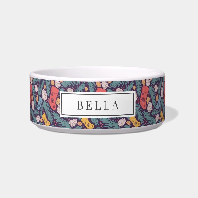 Écuelle Noël Motif Nom de famille Animaux domestiques (Devant)