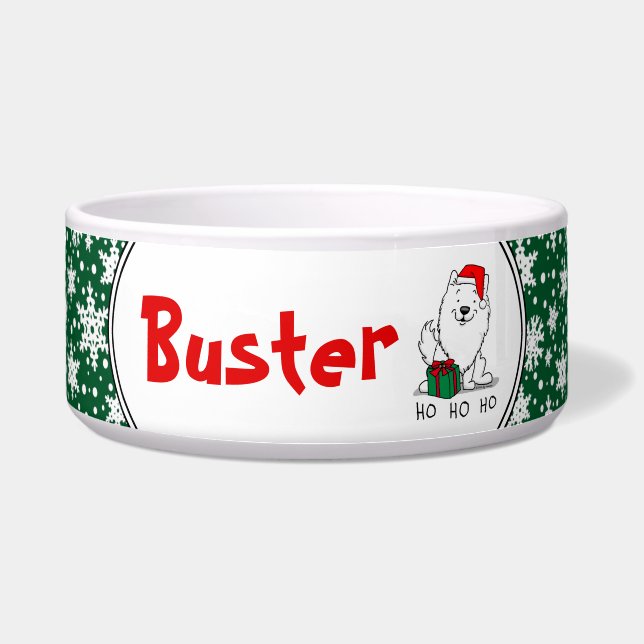 Écuelle Noël Père Noël American Eskimo Chien HO HO HO Mign (Devant)