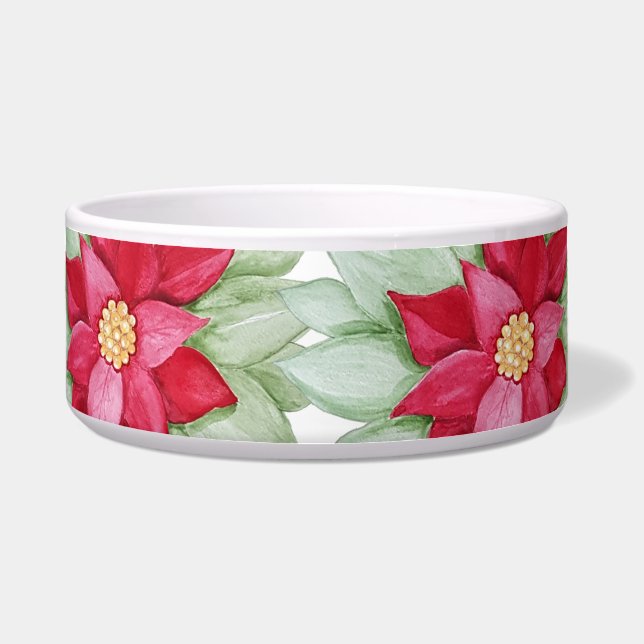 Écuelle NoëlStar Poinsettia Aquarelle Peinte à la main (Devant)