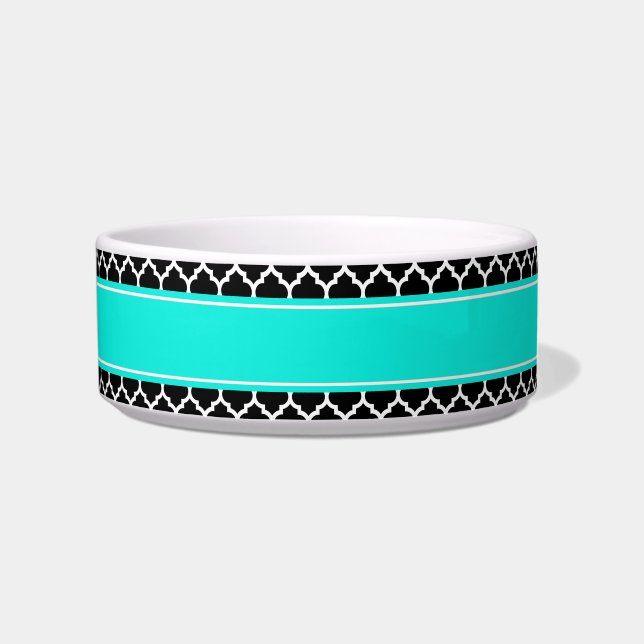 Écuelle Noir Blanc Marocain #5 Brt Nom Aqua Monogramme (Droite)