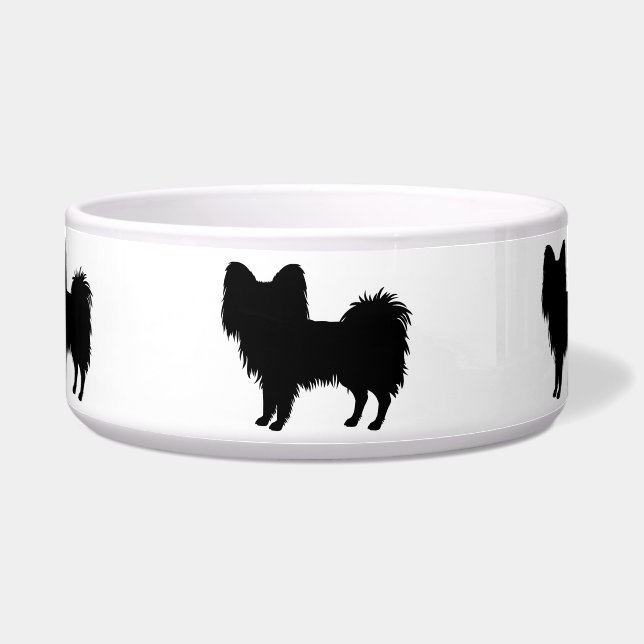 Écuelle Noir (Ou Autre Couleur) Papillon Chien Silhouette (Devant)