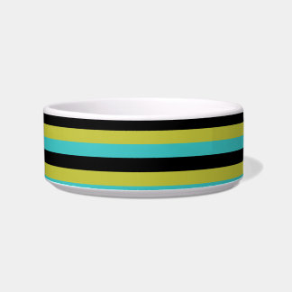 Écuelle Noir, turquoise et rayures jaunes