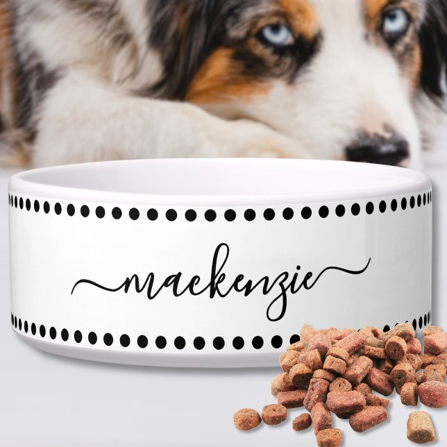 Écuelle Nom Animal de compagnie Noir Blanc (Black White Name Pet Bowl)